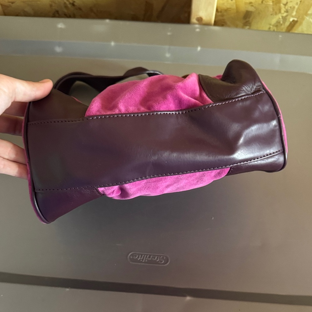 VTG Juicy Couture Pink/Burgundy Leather Suede Handbag - Picture 3 of 6